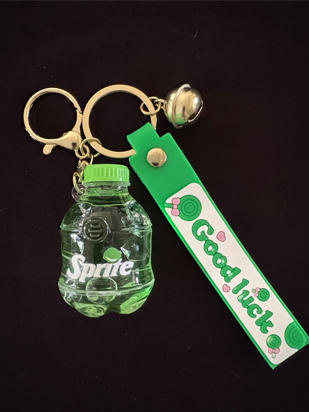 Sprite Soda Water Filled Keychain Bag Charm with Little Floating Ice Cubes